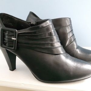 Madeline Black Ankle Boots with Buckle Detail